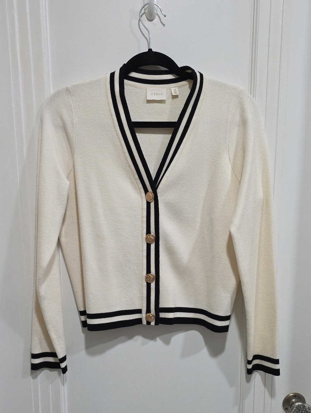 CYRUS M Cream & Black Sweater